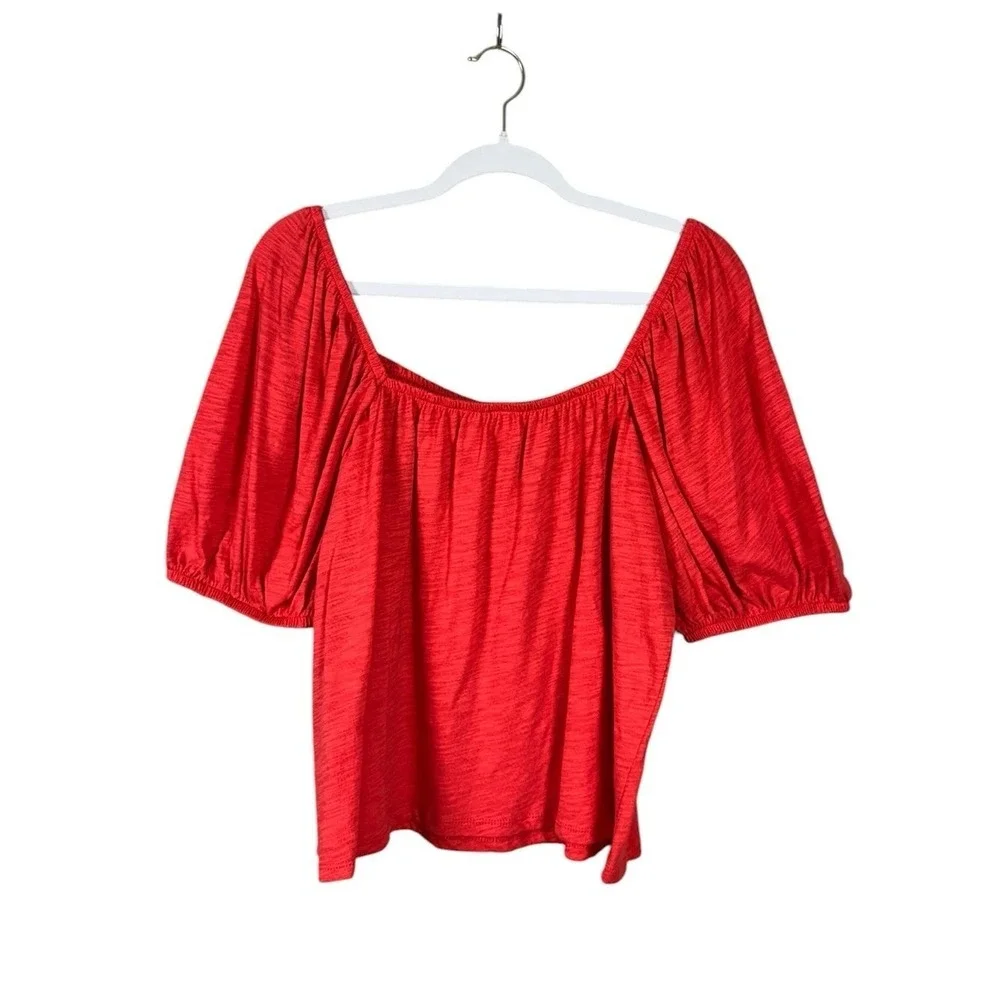 Old Navy Womens Peasant Top Large Cottage Bohemian Prairie Coastal Beachy Red
